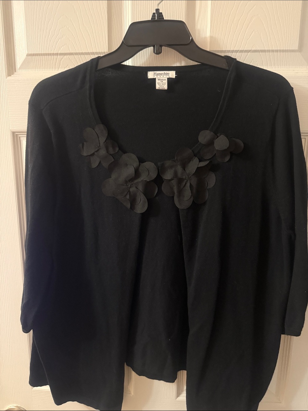 Hannah Women's Black Floral-Applique Cardigan
